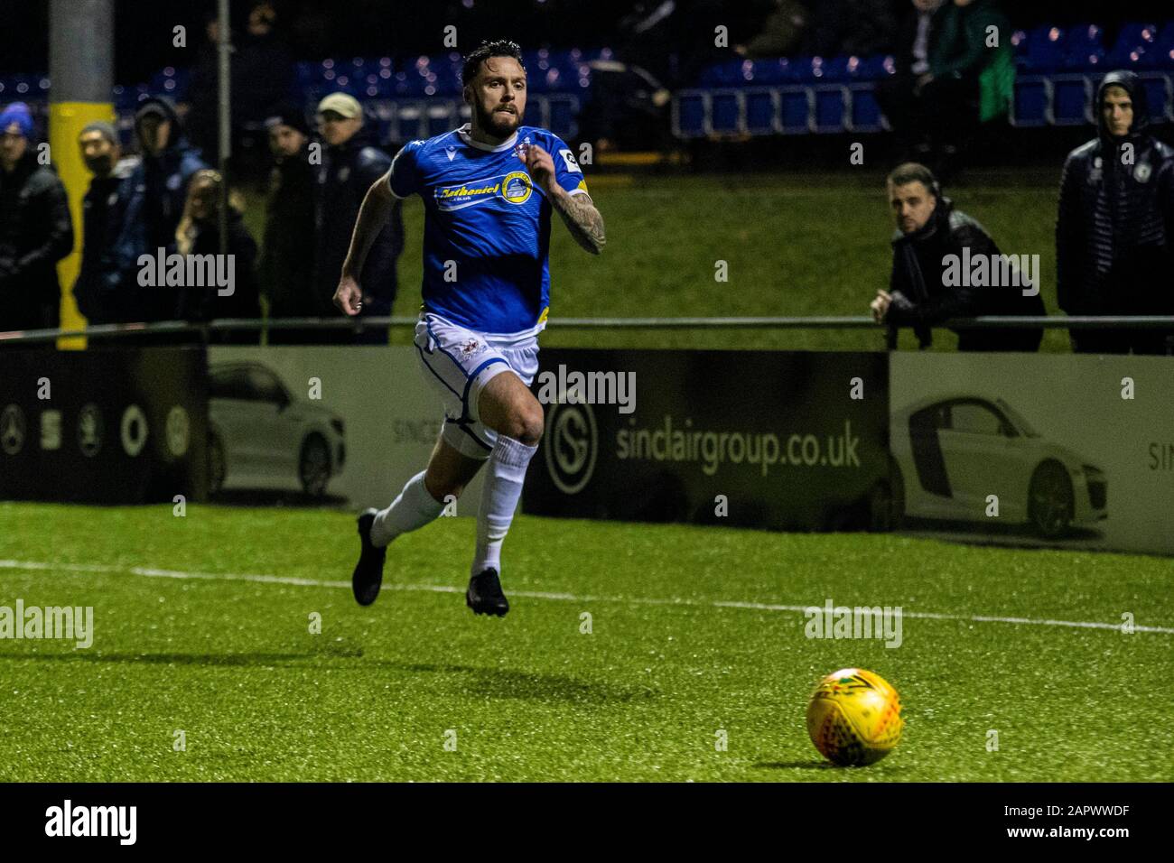 Penybont contro la Cardiff Metropolitan University al Bryntirion Park nella JD Welsh Cup il 24th gennaio 2020. Lewis Mitchell/YCPD. Foto Stock