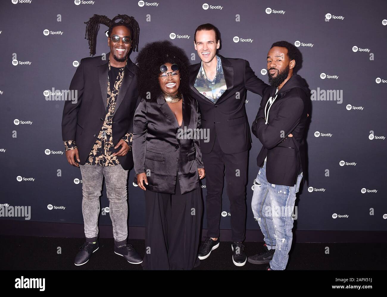 West HOLLYWOOD, California - 23 GENNAIO: Tank and The Bangas partecipa al Spotify Best New Artist 2020 Party presso gli studi Lot il 23 gennaio 2020 a Los Angeles, California. Foto Stock