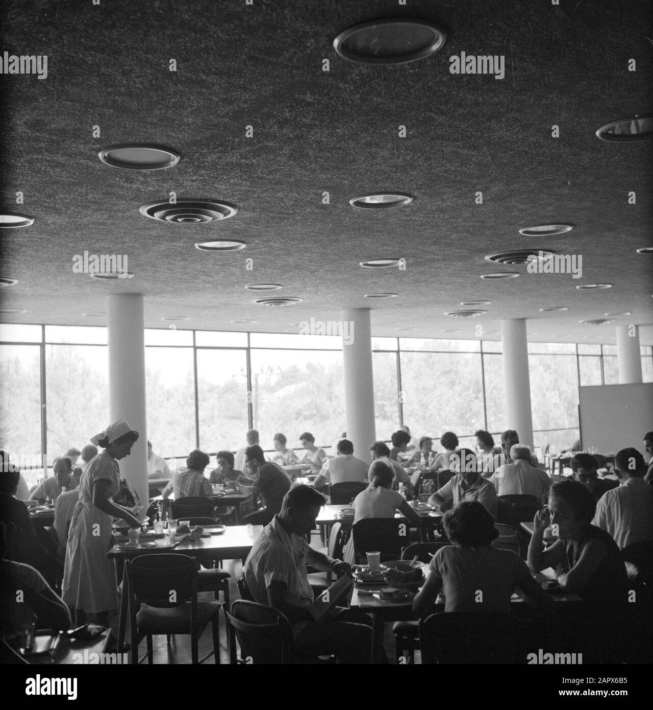 Rehovot. Istituto Weizmann: Interno del ristorante Data: 1 gennaio 1963 Località: Israele, Rehovot Parole Chiave: Interni, poli, ristoranti, educazione scientifica, ricerca scientifica Nome personale: Weizmann, Chaim Foto Stock