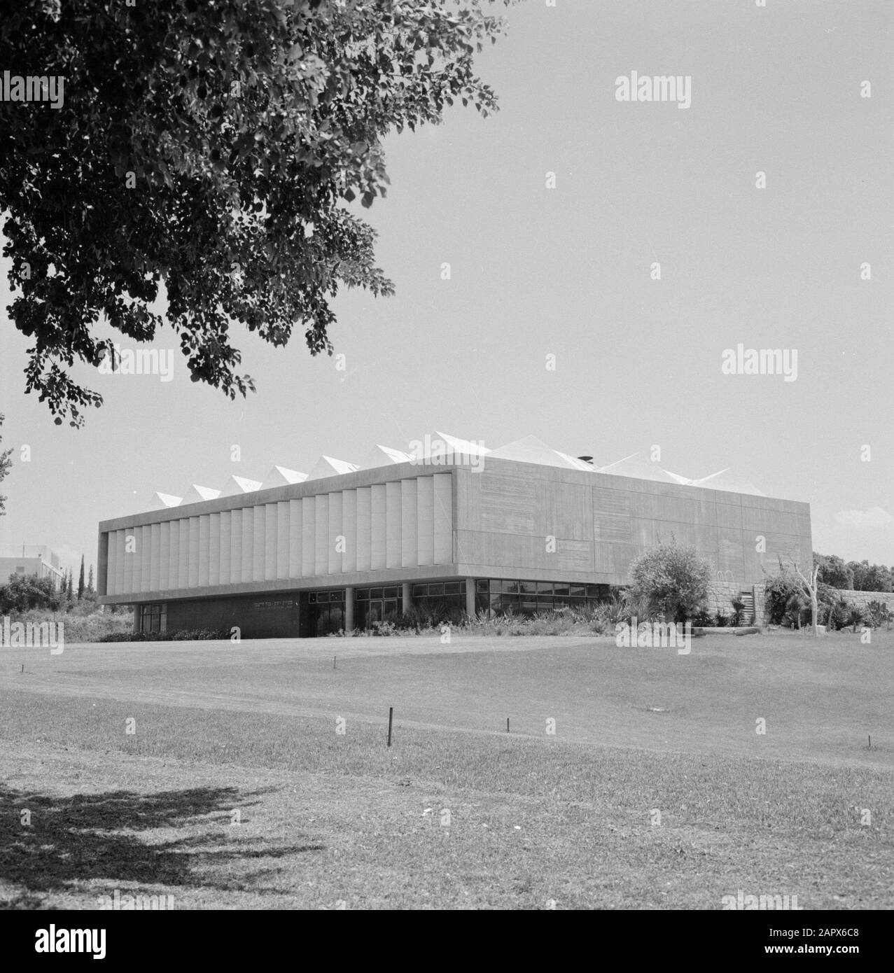 Rehovot. Istituto Weizmann: Edificio in cui ha ospitato la biblioteca dell'istituto e il museo Data: 1 gennaio 1963 Località: Israele, Rehovot Parole Chiave: Architettura, calcestruzzo, biblioteche, musei, educazione scientifica, ricerca scientifica Nome personale: Weizmann, Chaim Foto Stock
