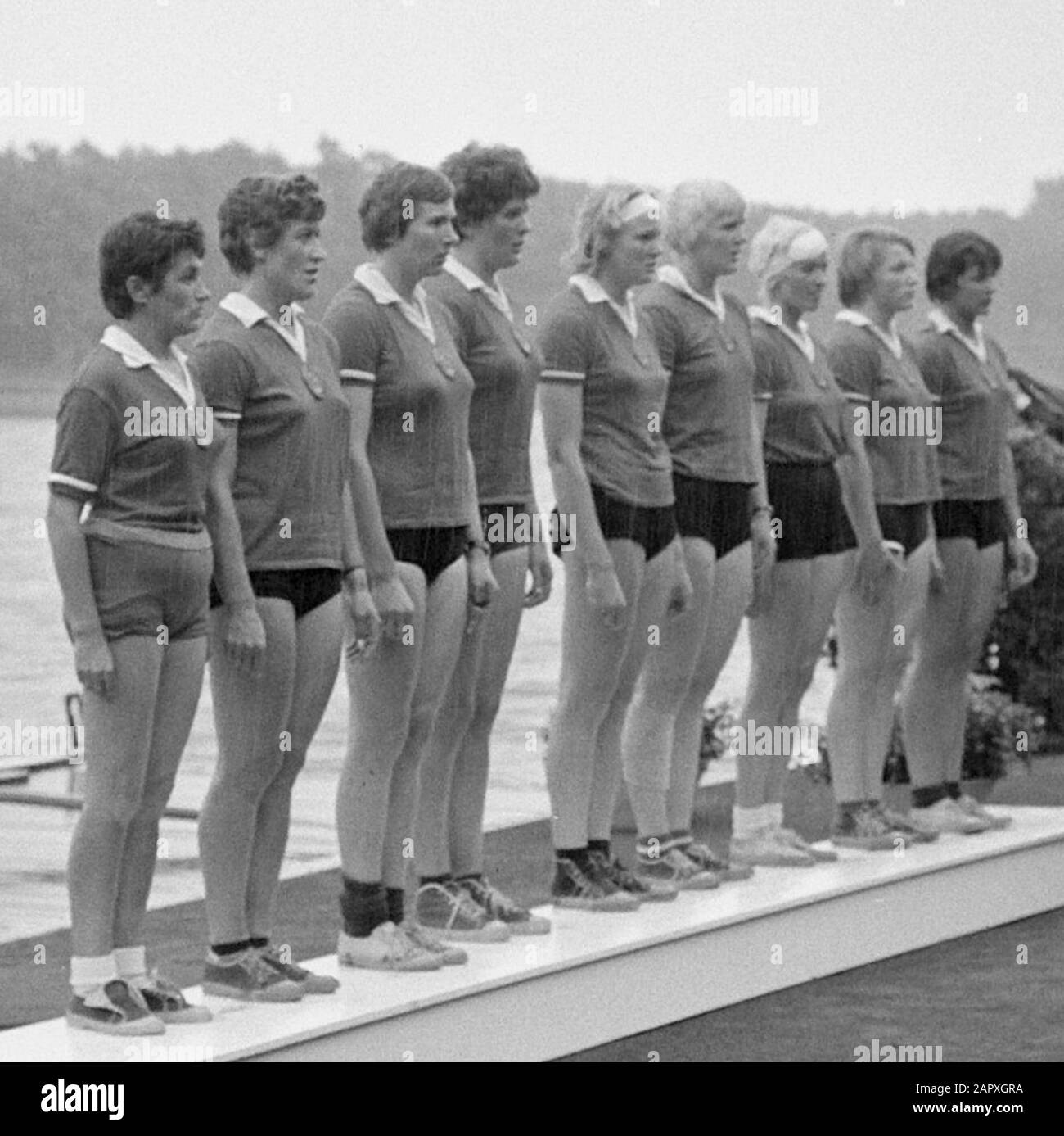 Campionati europei di falciatura femminile a Duisburg, otto russi sul palco; Foto Stock