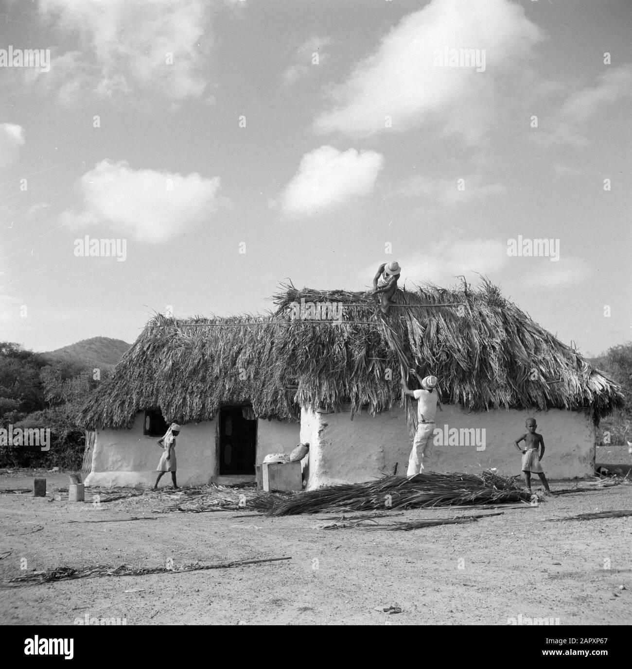 Viaggio a Suriname e Antille Olandesi Due case cunucu il Curaçao Data: 1947 luogo: Curaçao Parole Chiave: Residenze Foto Stock