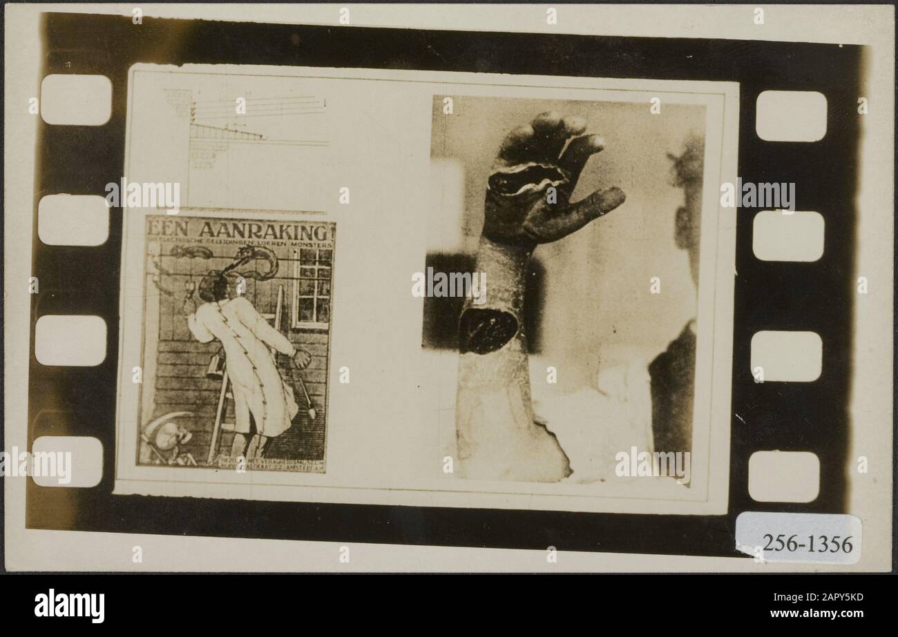 Design di una scheda di sicurezza: Un tocco! Sulle guide elettriche lurk mostri Annotazione: Il poster in basso a sinistra è stato progettato da E. Möllenkamp Data: Parole Chiave non date: Illustrazioni, schede di sicurezza, informazioni Foto Stock