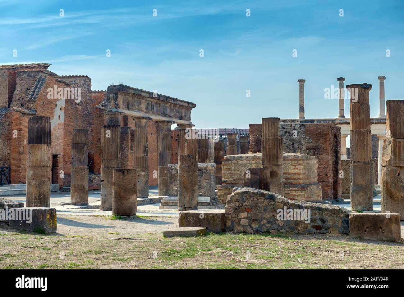 Le antiche rovine di pompei, città distrutta dall'eruzione del vesuvio in Italia, sono iscritte nel patrimonio mondiale dell'UNESCO Foto Stock