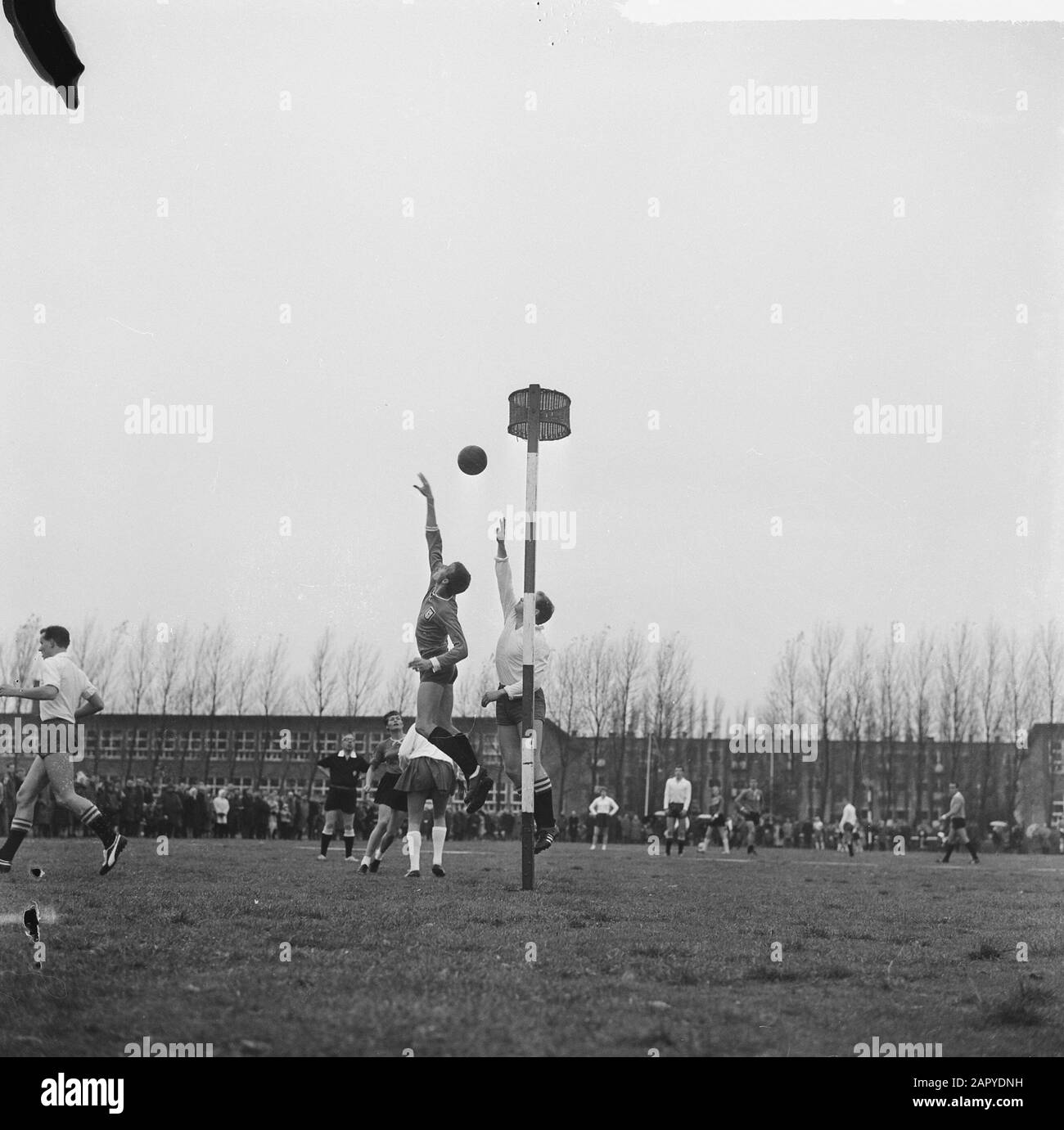 Korfbal Ons Eibernest contro Westerkwartier, attacco Del Nostro Eibernest Data: 25 ottobre 1964 Parole Chiave: KORFBAL, attacchi Foto Stock