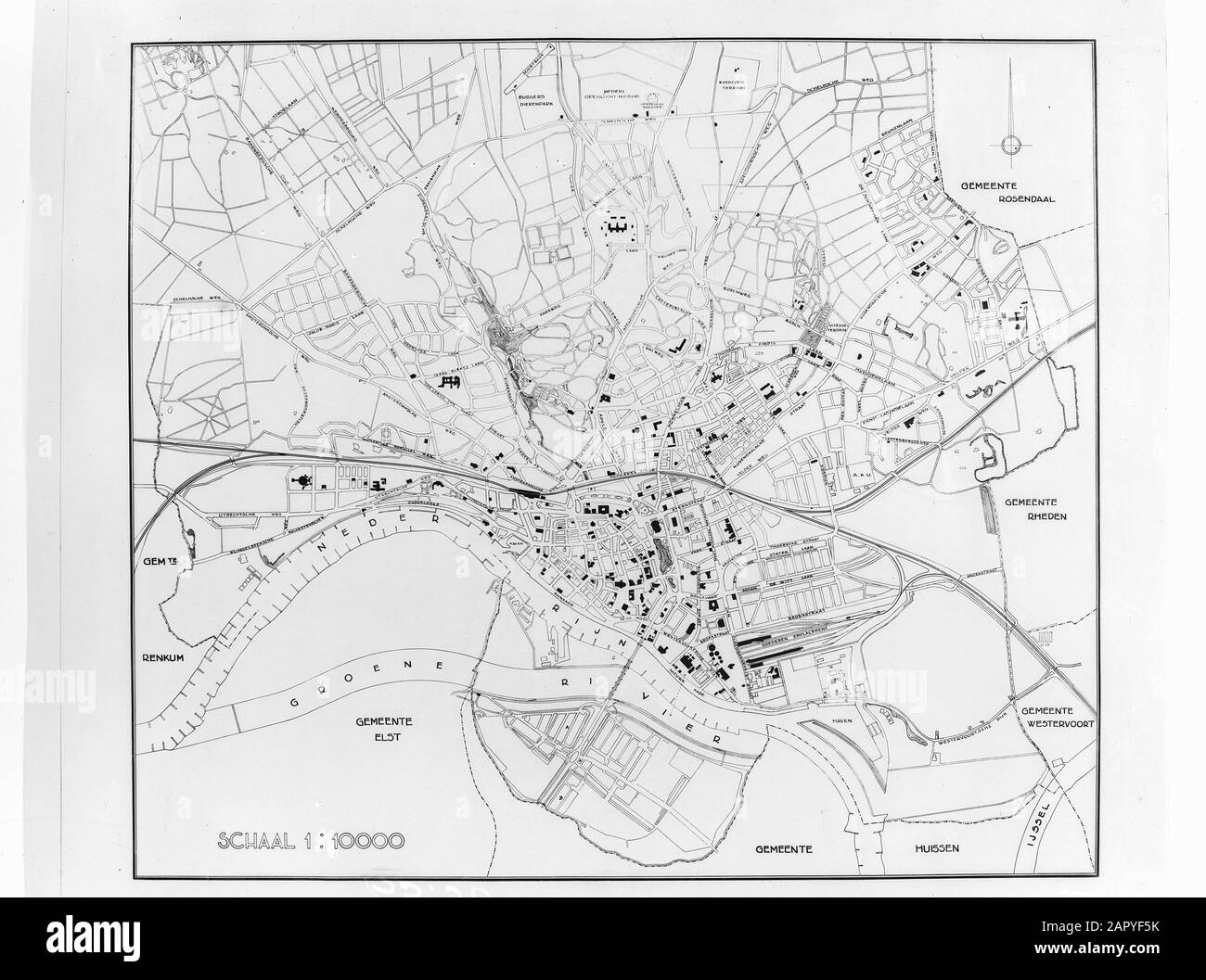 Mappa van Arnhem 1:10000 (ca. 1950) Data: Undata luogo: Arnhem Parole Chiave: Opere municipali, piani di pavimento Foto Stock