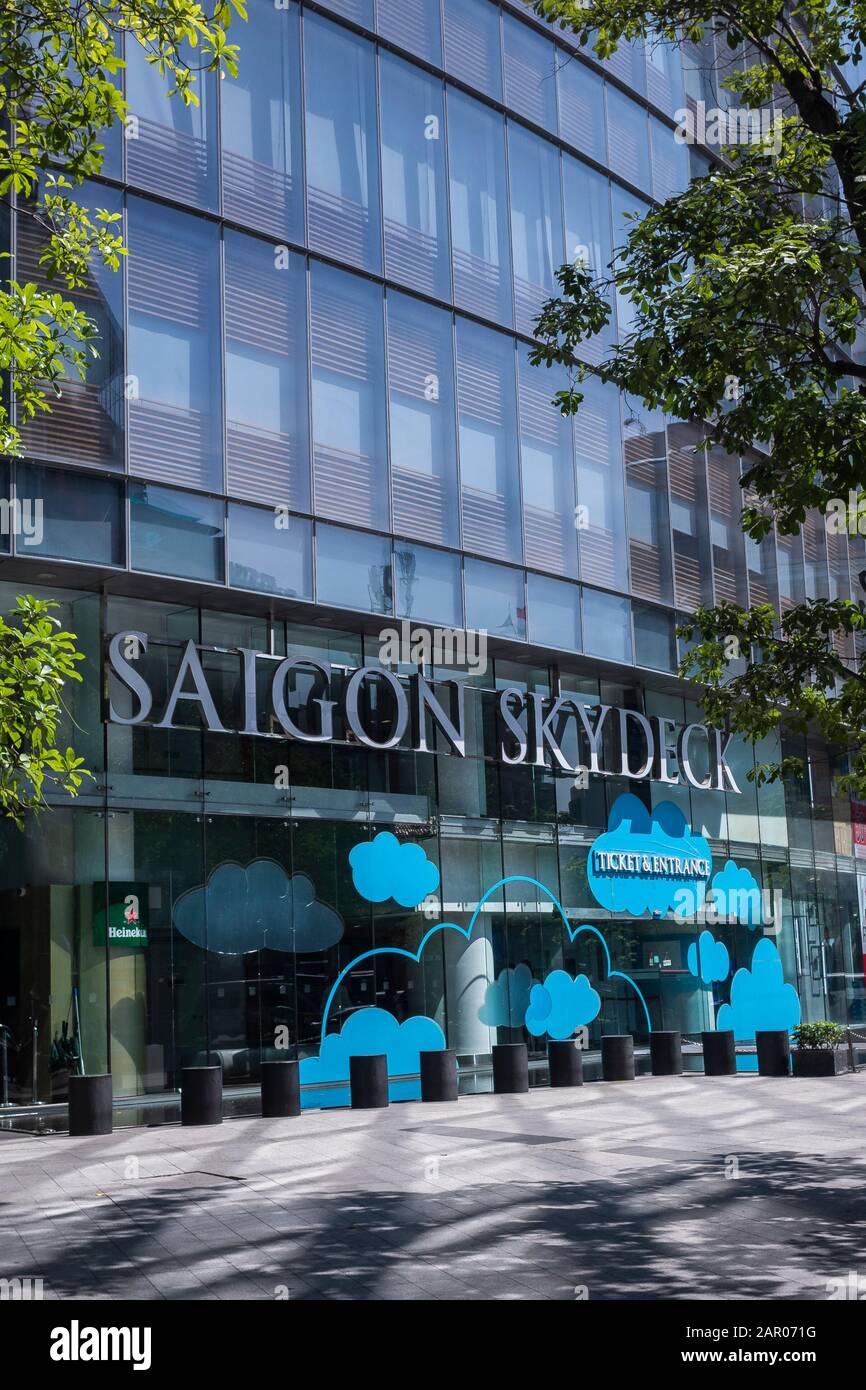 Saigon Skydeck ingresso alla base della Bitexco Financial Tower, ho Chi Minh City, Vietnam Foto Stock