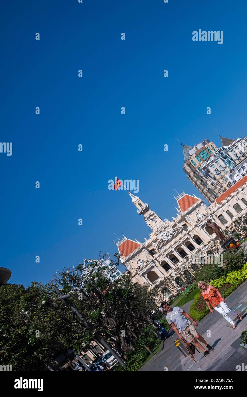 Ho Chi Minh City Hall, edificio in stile coloniale francese che ospita la sede centrale della commissione popolare, ho Chi Minh City, Vietnam Foto Stock