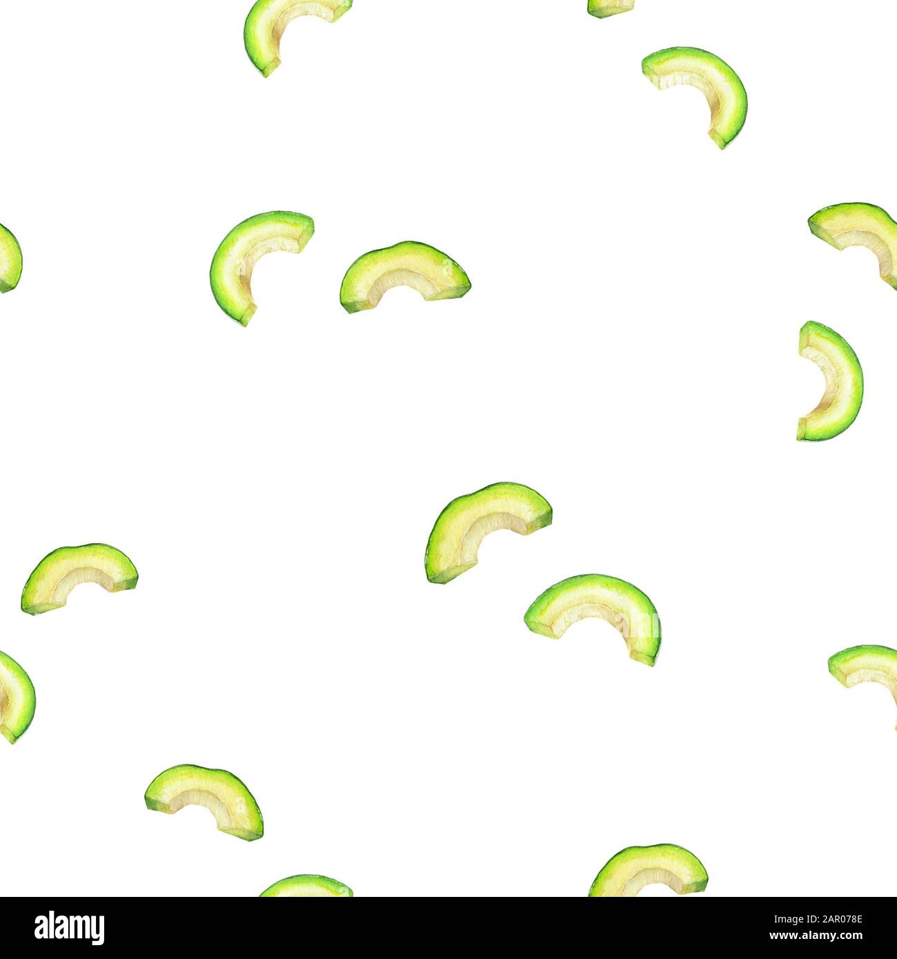 Avocado immagine acquerello senza cuciture motivo. Foto Stock