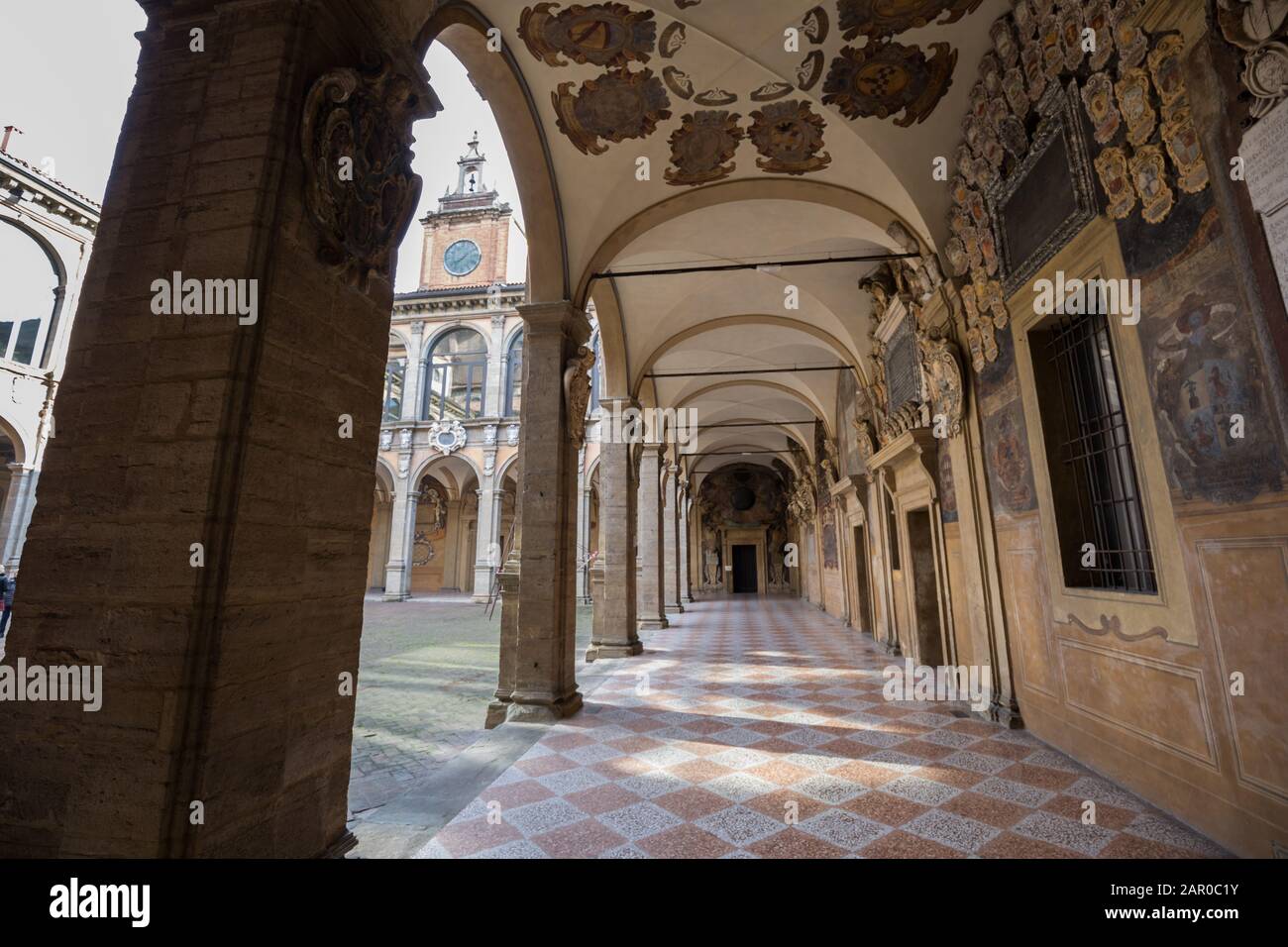 Biblioteca Archiginnasio A Bologna Foto Stock