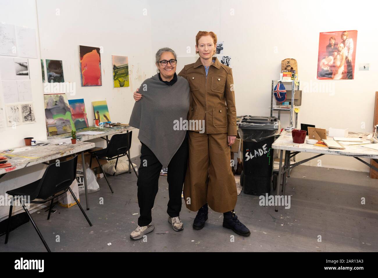 22 Gennaio 2020. Londra, Regno Unito. Artist Tacita Dean (L) e l'attrice Tilda Swinton (R) lanciano un appello del Fondo pubblico d'arte di £3,5m per salvare Prospect Foto Stock