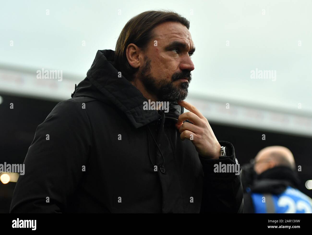 Il manager della città di Norwich Daniel Farke durante la quarta partita della fa Cup a Turf Moor, Burnley. Foto Stock