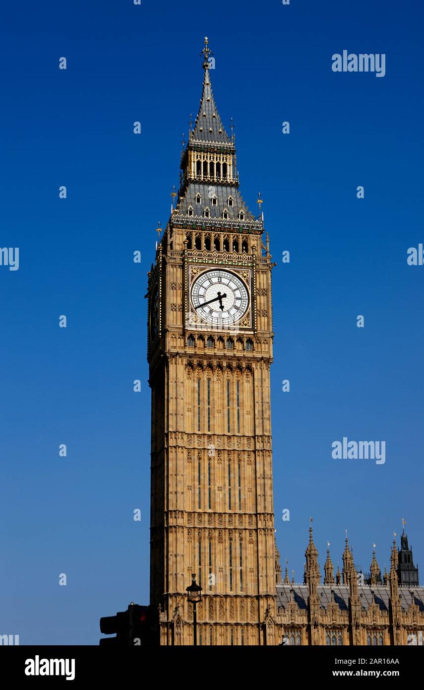Elizabeth Tower, originariamente la Big ben Clock Tower, nel palazzo di Westminster, Londra Foto Stock