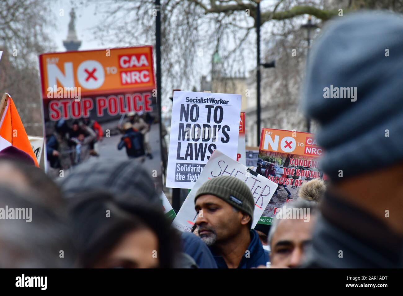 Londra, Regno Unito. 25th gennaio 2020. Centinaia di manifestanti Contro il fascismo in Indiainato Reject CAA-NRC-NPR!, su 25th Jamnuario 2020, Londra, Regno Unito Foto Stock