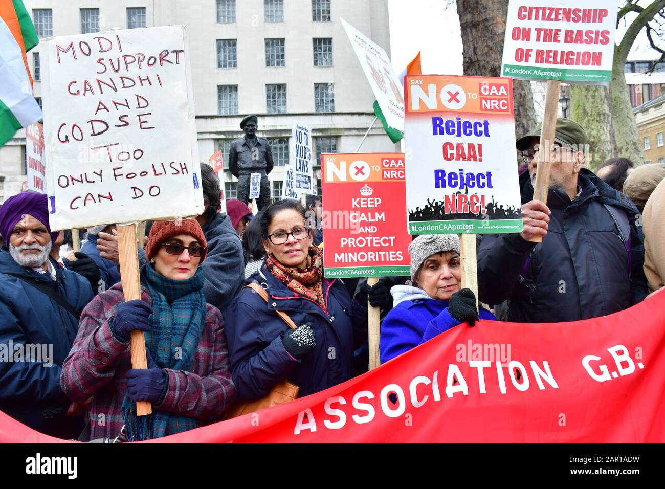 Londra, Regno Unito. 25th gennaio 2020. Centinaia di manifestanti Contro il fascismo in Indiainato Reject CAA-NRC-NPR!, su 25th Jamnuario 2020, Londra, Regno Unito Foto Stock