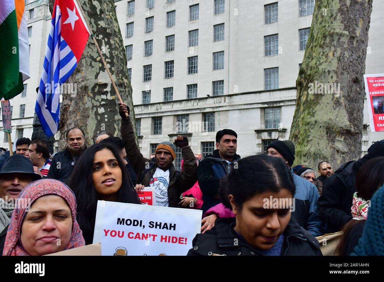 Londra, Regno Unito. 25th gennaio 2020. Centinaia di manifestanti Contro il fascismo in Indiainato Reject CAA-NRC-NPR!, su 25th Jamnuario 2020, Londra, Regno Unito Foto Stock