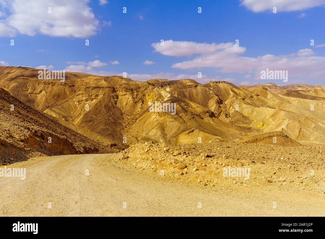 Vista di Nahal Amram (valle del deserto) e del paesaggio desertico di Arava, Israele meridionale Foto Stock
