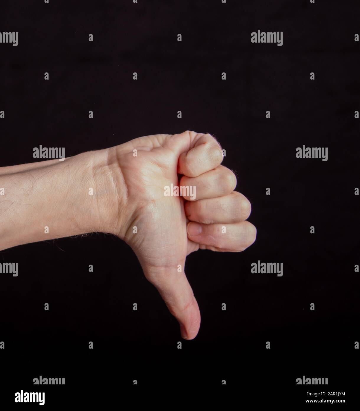 mano a mano giù, segno per dislike, nessun accordo Foto Stock