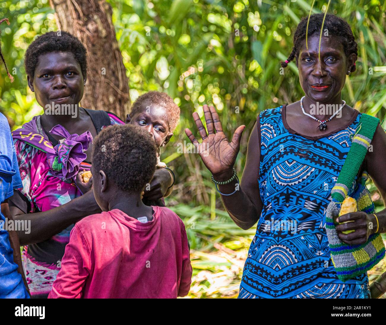 Battesimo dell'isola come benedizione da parte degli indigeni a Bougainville, Papua Nuova Guinea Foto Stock