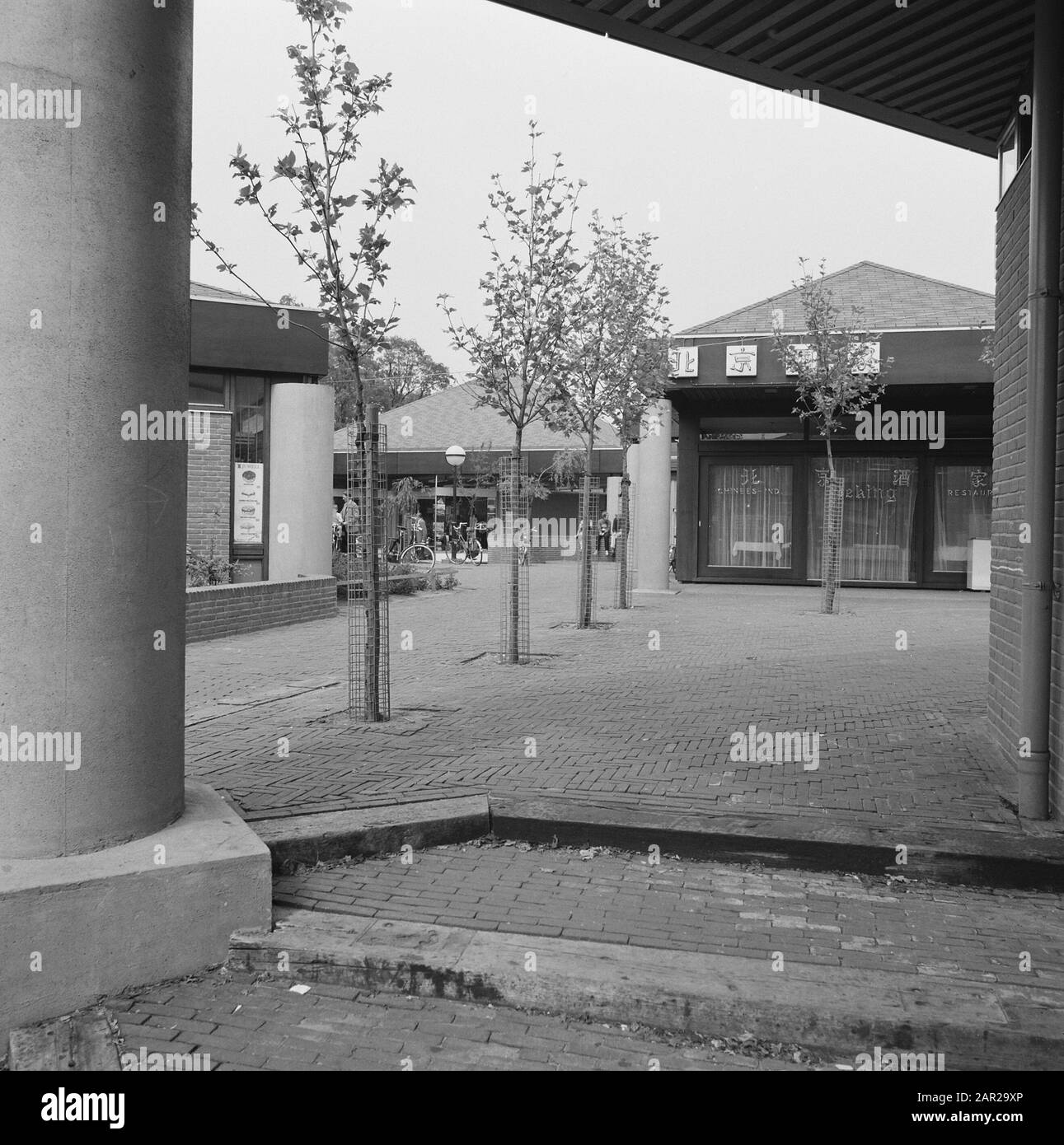 Centri commerciali, pedoni, pavimentazione ornamentale, arredo urbano Data: 1973 luogo: Enschede Parole Chiave: Pavimentazione ornamentale, arredo urbano, pedoni, centri commerciali : Foto Stock