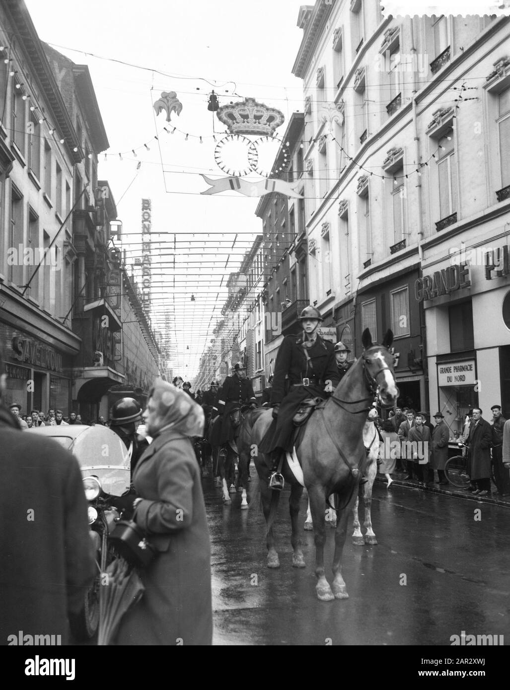 Sciopero In Belgio, Rijkswacht A Cavallo Data: 31 Dicembre 1960 Luogo: Belgio Parole Chiave: Rijkswacht, Scioperi Foto Stock