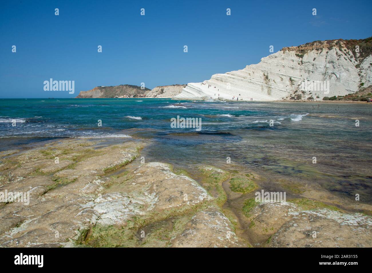 Famosa Scala del Turci, bianche scogliere di arenaria nei pressi di Agrigento in Sicilia Foto Stock