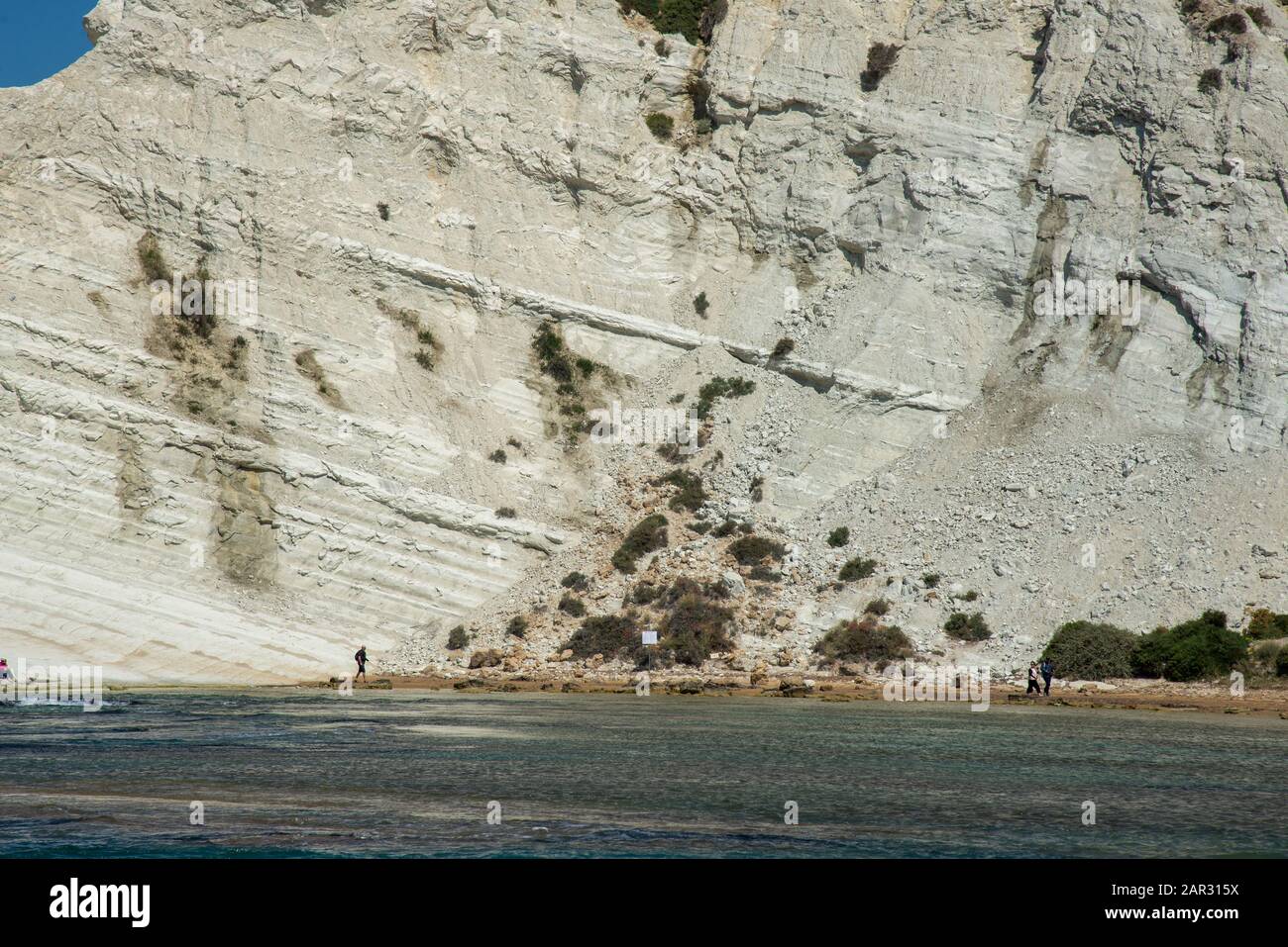 Famosa Scala del Turci, bianche scogliere di arenaria nei pressi di Agrigento in Sicilia Foto Stock