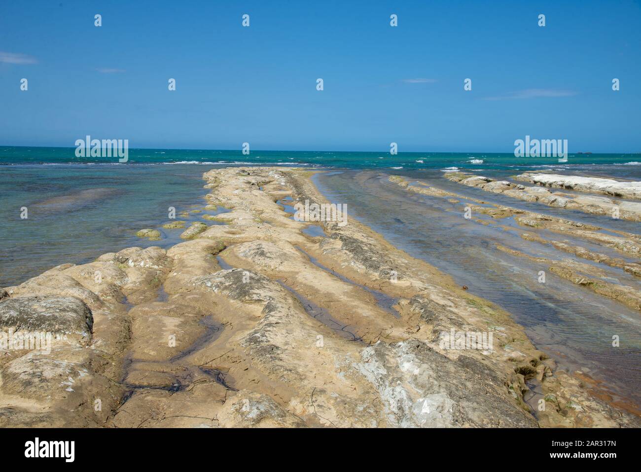 Famosa Scala del Turci, bianche scogliere di arenaria nei pressi di Agrigento in Sicilia Foto Stock