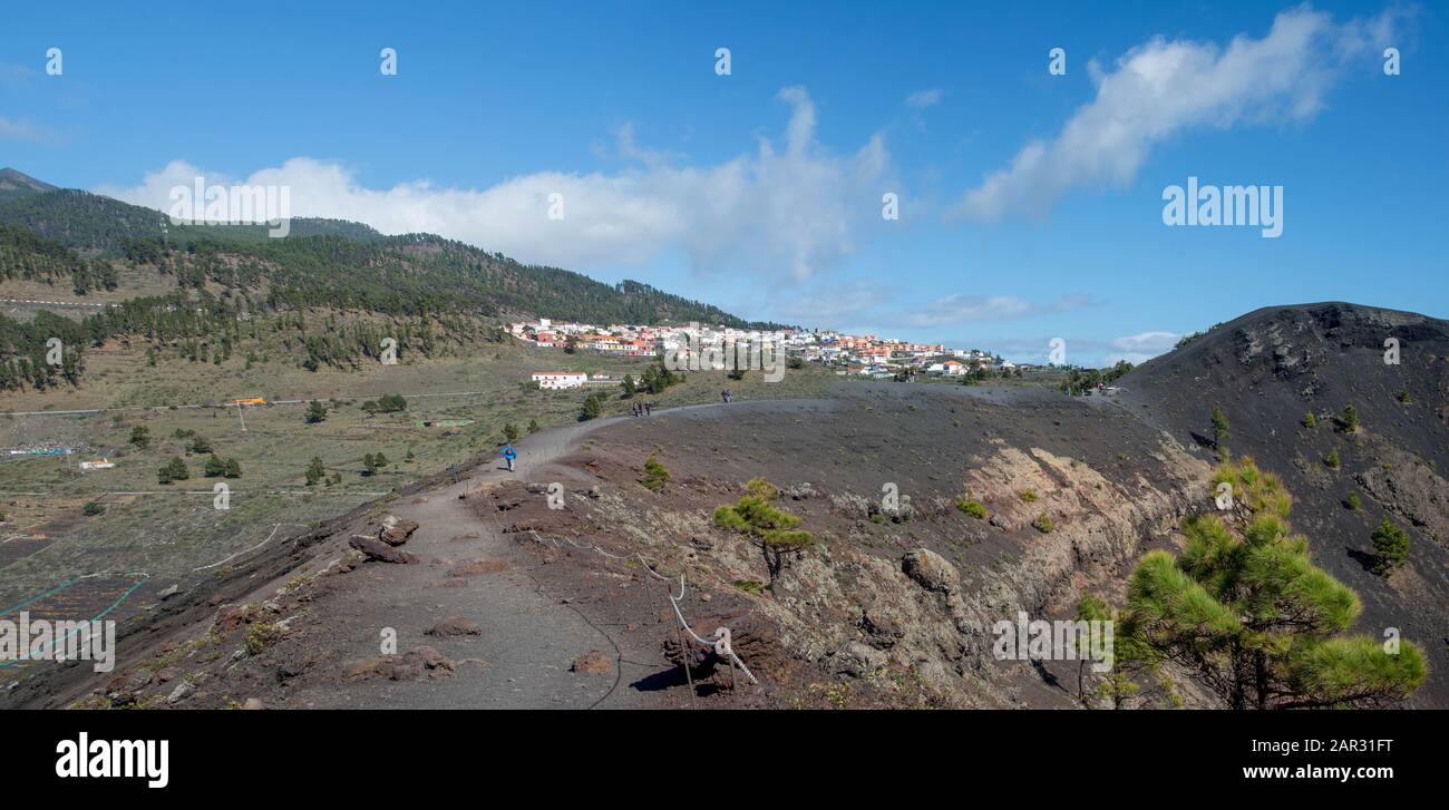 Vista del paesaggio vicino al vulcano Tenequia a la Palma, isola delle Canarie, Spagna Foto Stock