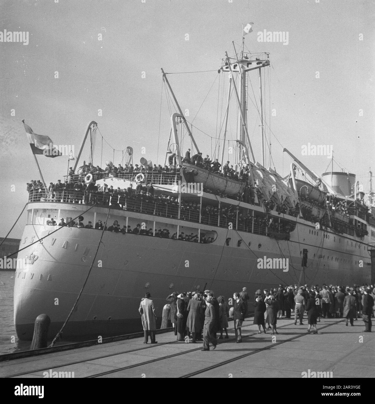M.S. Boissevain foglie con ottocento Marines in India Data: 20 Marzo 1946 Parole Chiave: Marines, Passenger Ships, Shipping, Ships Foto Stock