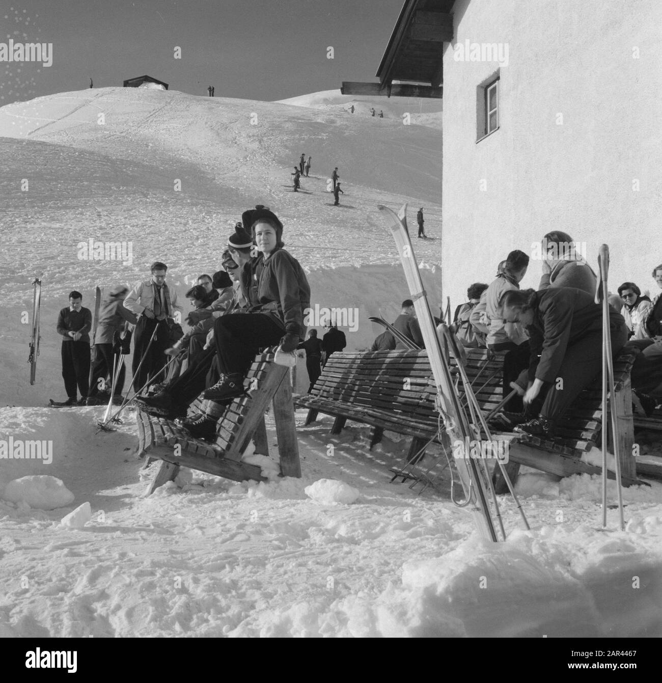 Famiglia reale a Sankt Anton. Sport invernali Data: 29 Dicembre 1950 Località: Austria, Tirolo Parole Chiave: Turismo, sport invernali Foto Stock