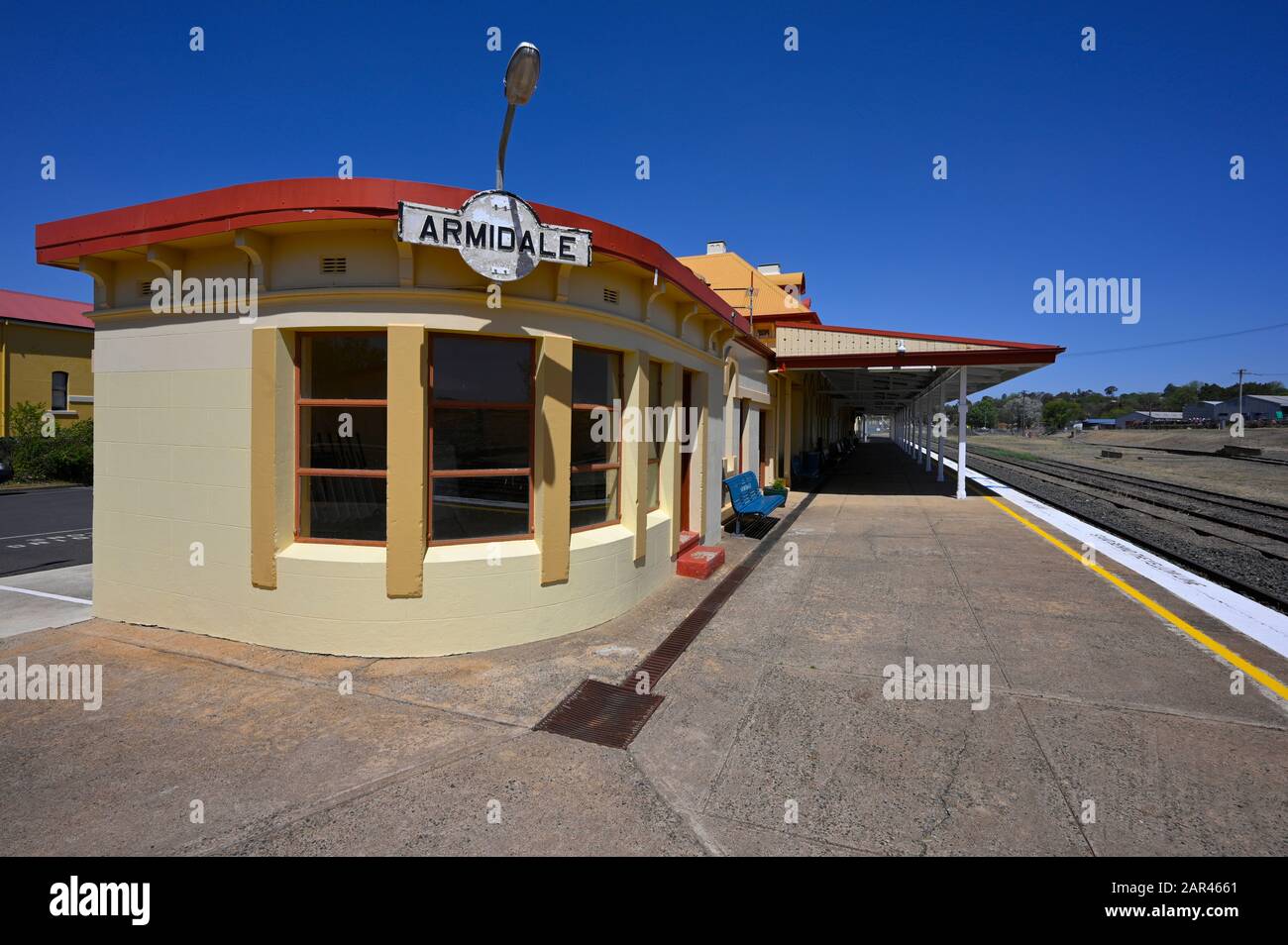 Stazione ferroviaria di Armidale a Armidale, nuovo galles del Sud del Nord, australia, la fine della Main Northern Line, costruito 1882-3. Foto Stock