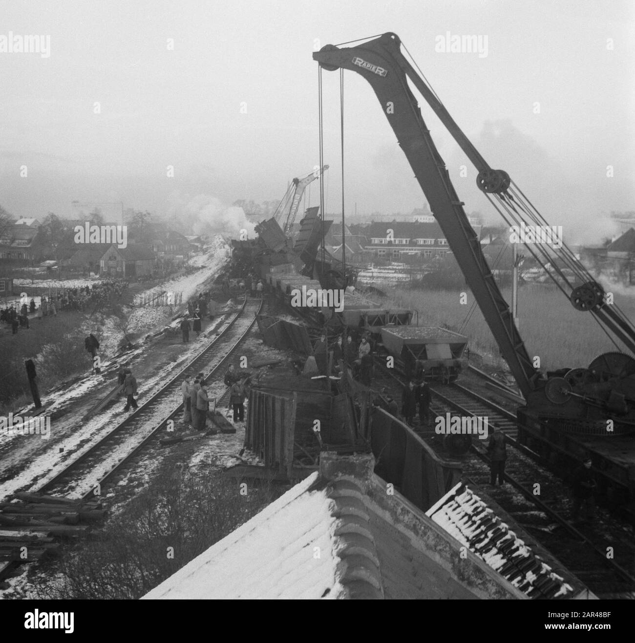 Collisione Ferroviaria Zutphen Data: 25 Novembre 1952 Località: Gelderland, Zutphen Parole Chiave: Collisioni Ferroviarie Foto Stock