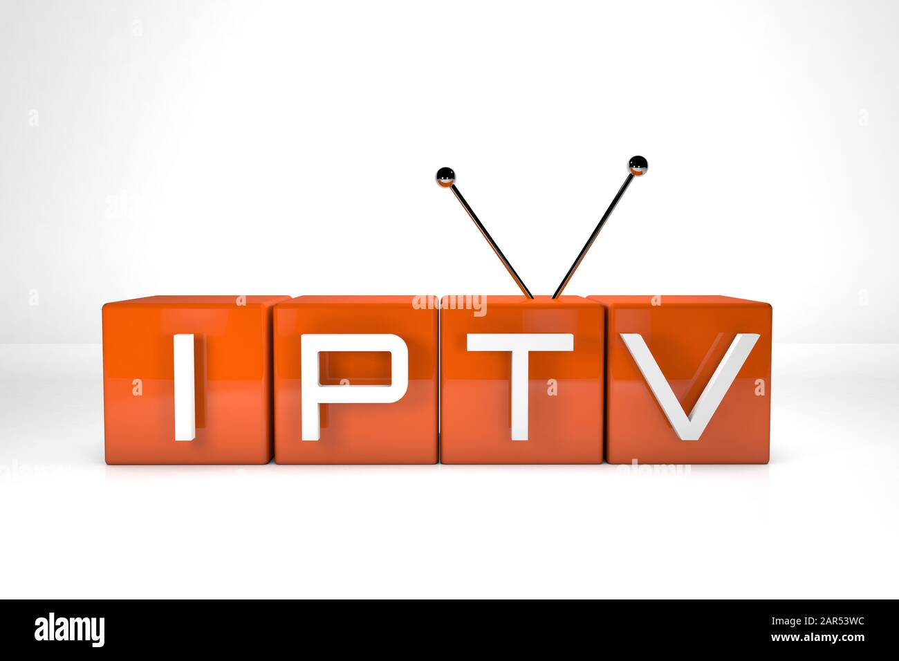 Rendering 3D . IPTV . Trasmissione televisiva online . Concetto di tecnologia Foto Stock