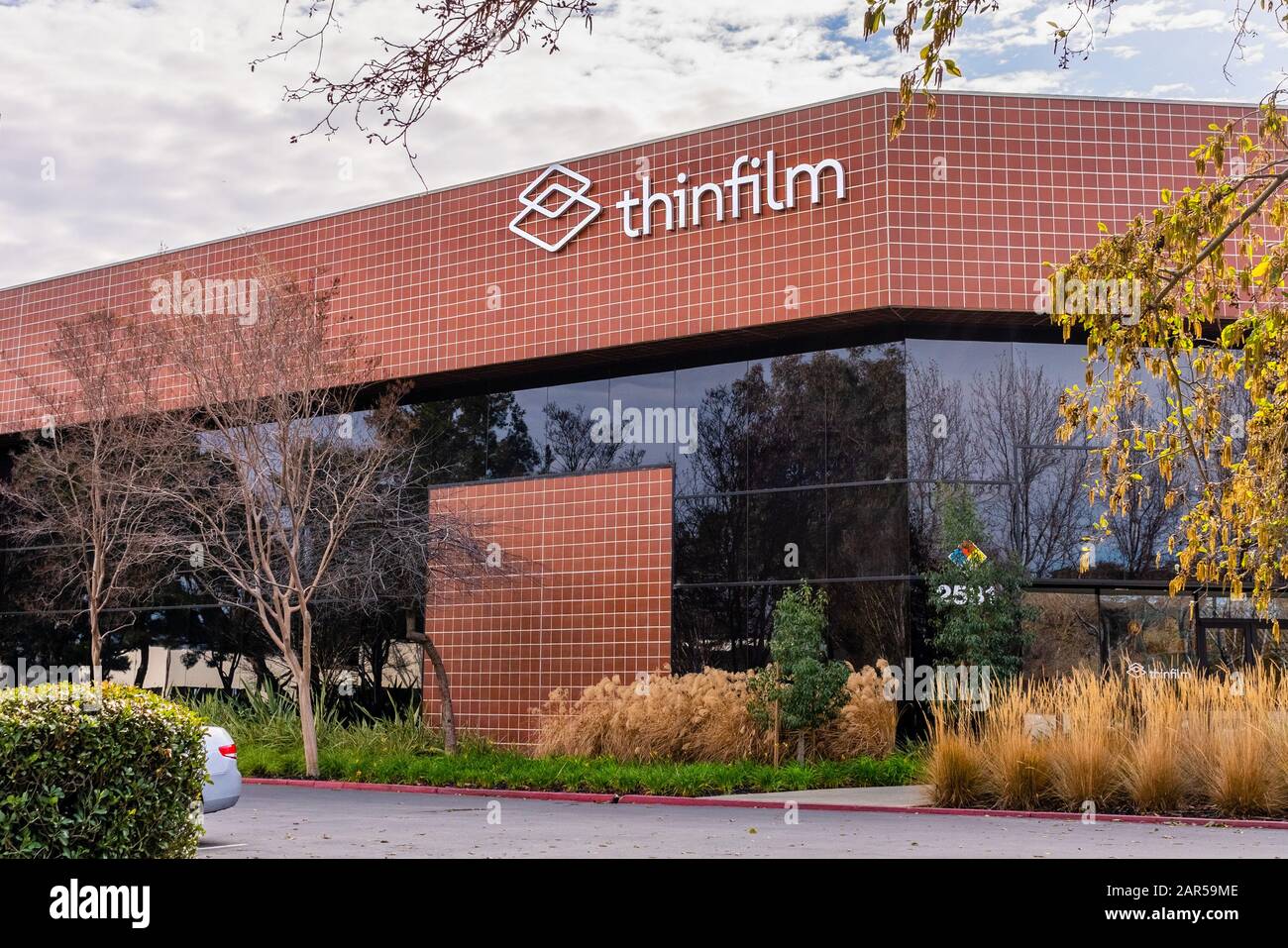 12 gennaio 2020 San Jose / CA / USA - uffici Thinfilm a Silicon Valley; Thin Film Electronics ASA è una società norvegese di elettronica stampata, headquart Foto Stock