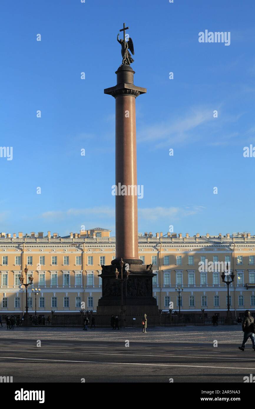 San Pietroburgo, Russia, 20 Gennaio 2020. Vista Della Colonna Alexander Foto Stock
