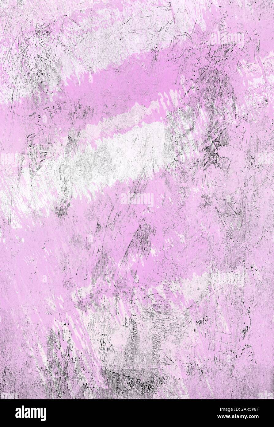 Striature grungy di nero su uno sfondo testurizzato di acquerello di colore rosa. Si tratta di un'arte digitale generata dal computer Foto Stock