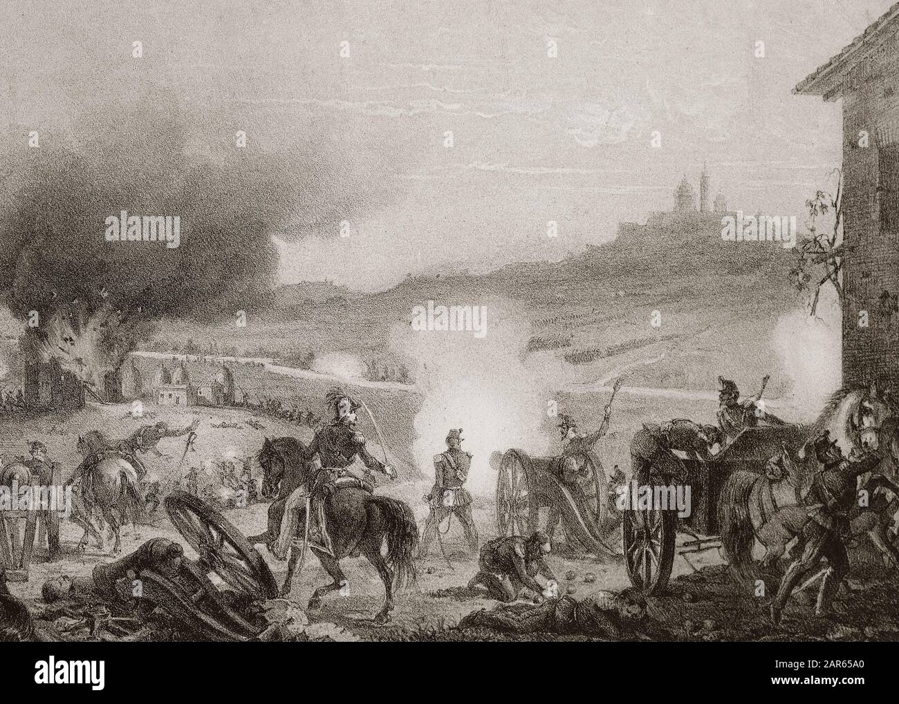 La Battaglia di Castelfidardo (battaglia della spedizione Dei Mille) 18 settembre 1860 - Risorgimento (unificazione italienne) (1859-1924) : la bata Foto Stock