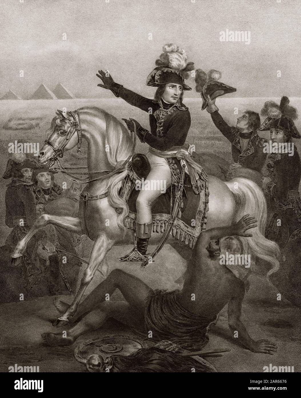Bonaparte haranguant si troupe en egypte le 12 juillet 1798 Foto Stock