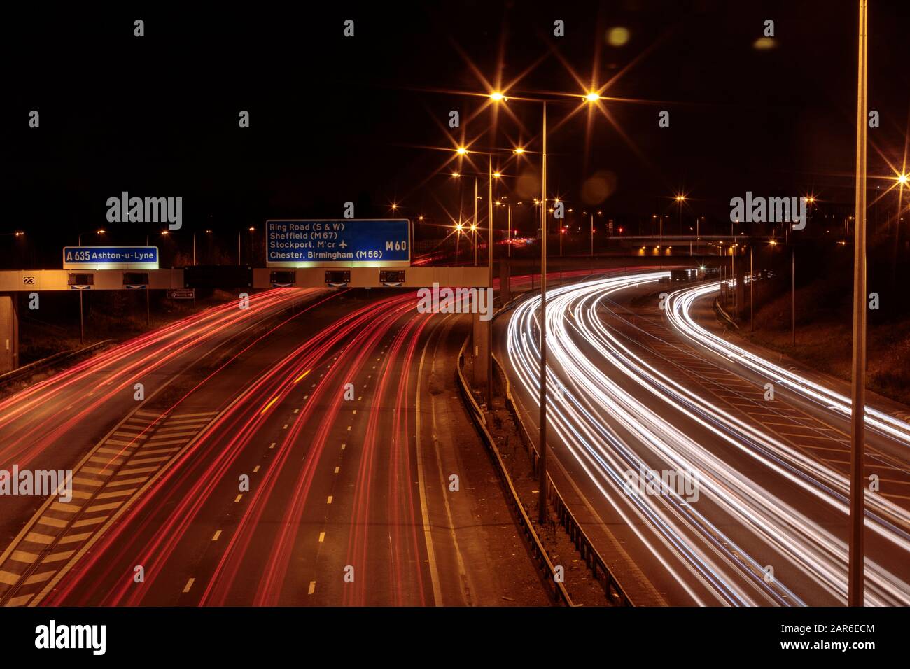 Autostrada sentieri di luce Foto Stock