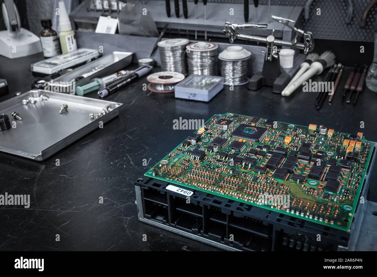 laboratorio di riparazione elettronica - primo piano Foto Stock