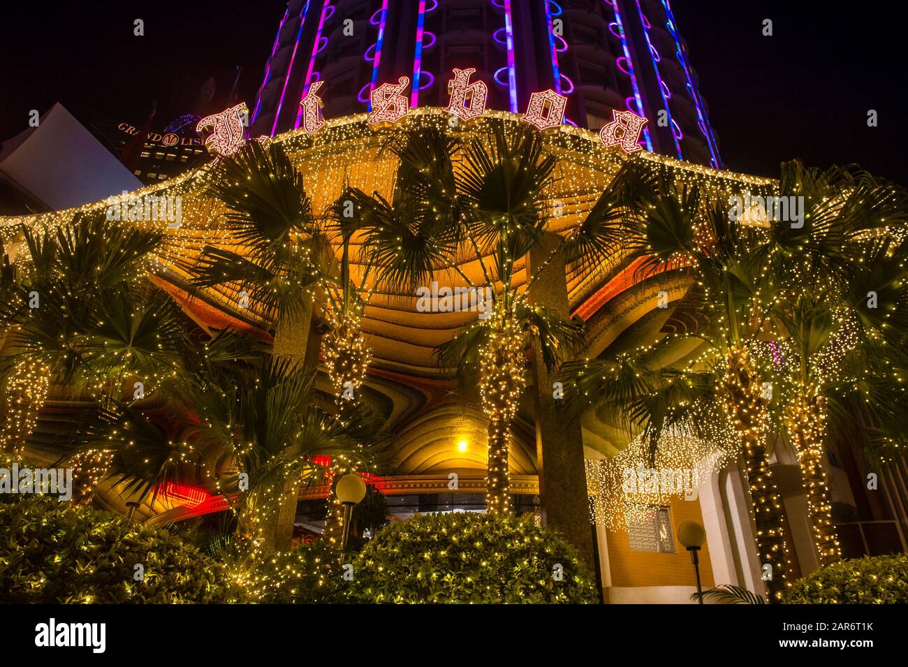 L'esterno dell'hotel Lisboa e del casinò a Macau. Foto Stock