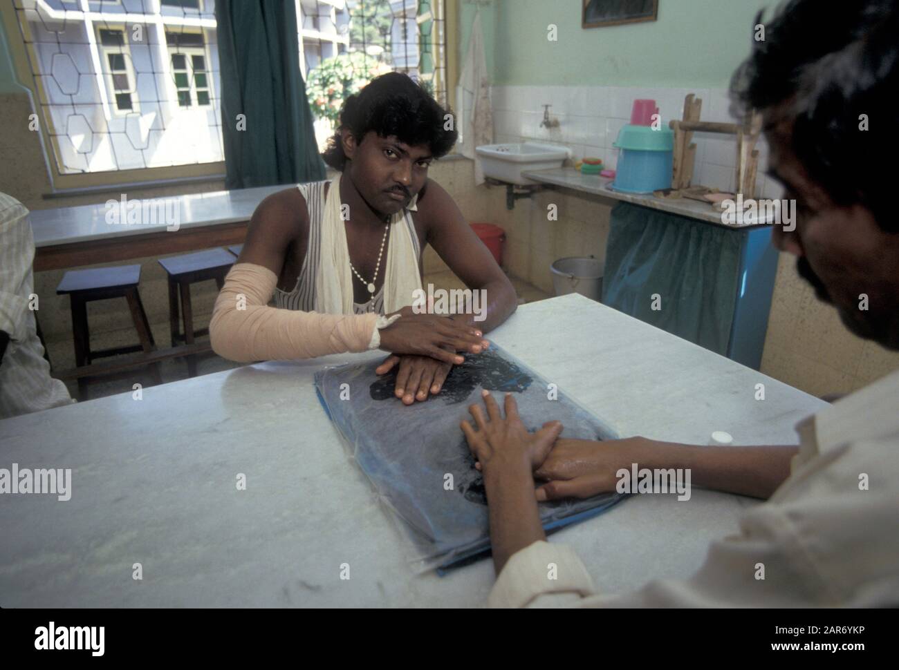 India paziente in trattamento per lebbra, Tamil Nadu Foto Stock
