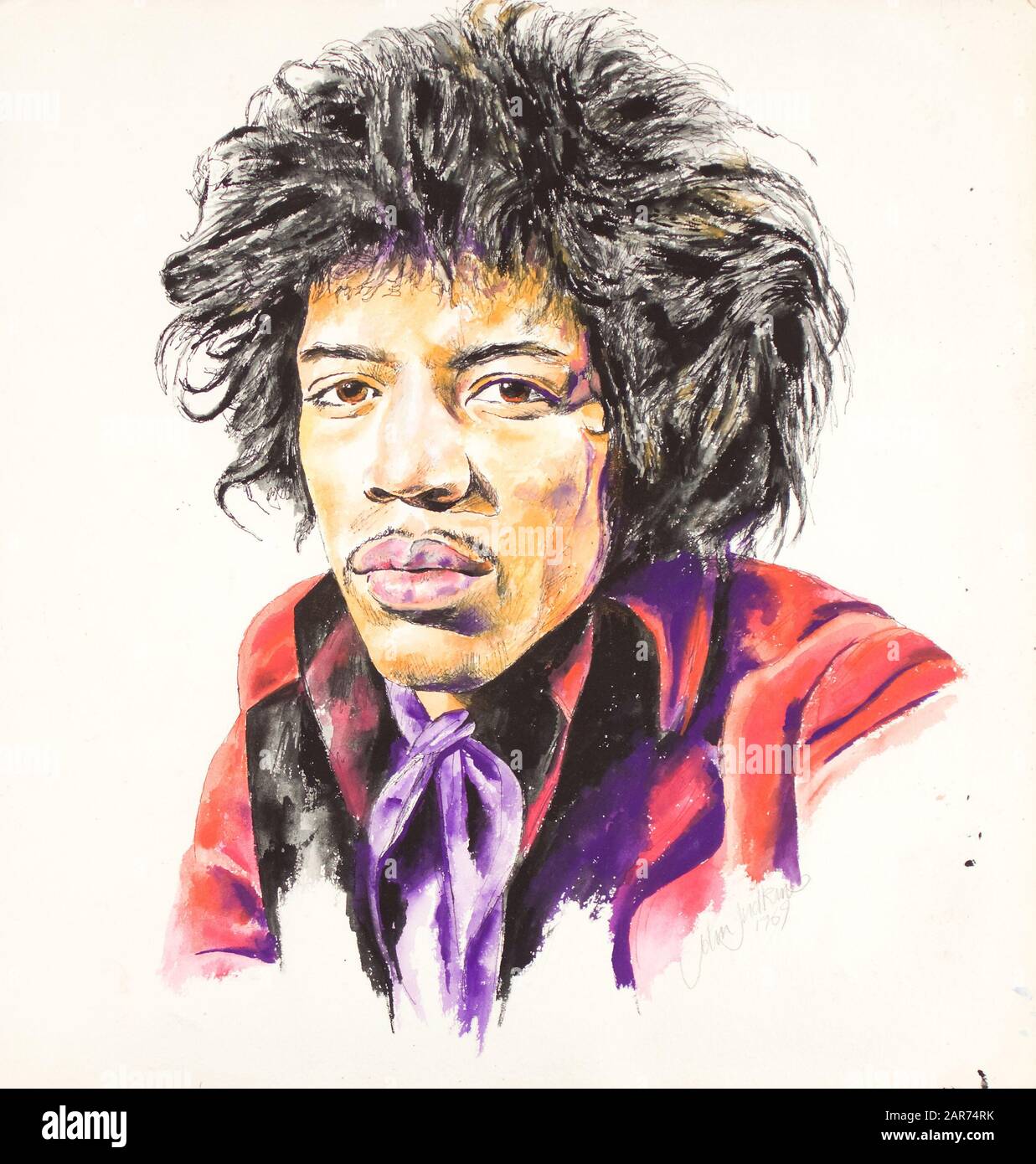John Judkins dipinto di Jimi Hendrix. 1969 Foto Stock