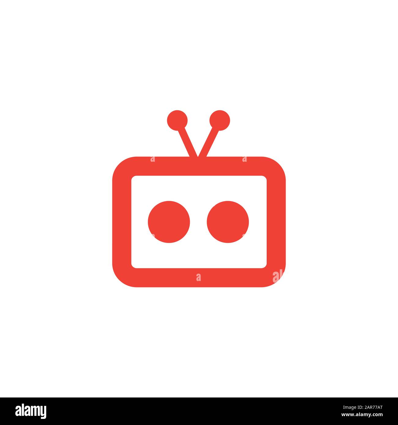 Icona Rosso Della Radio Su Sfondo Bianco. Illustrazione Vettoriale Stile Piatto Rosso. Foto Stock