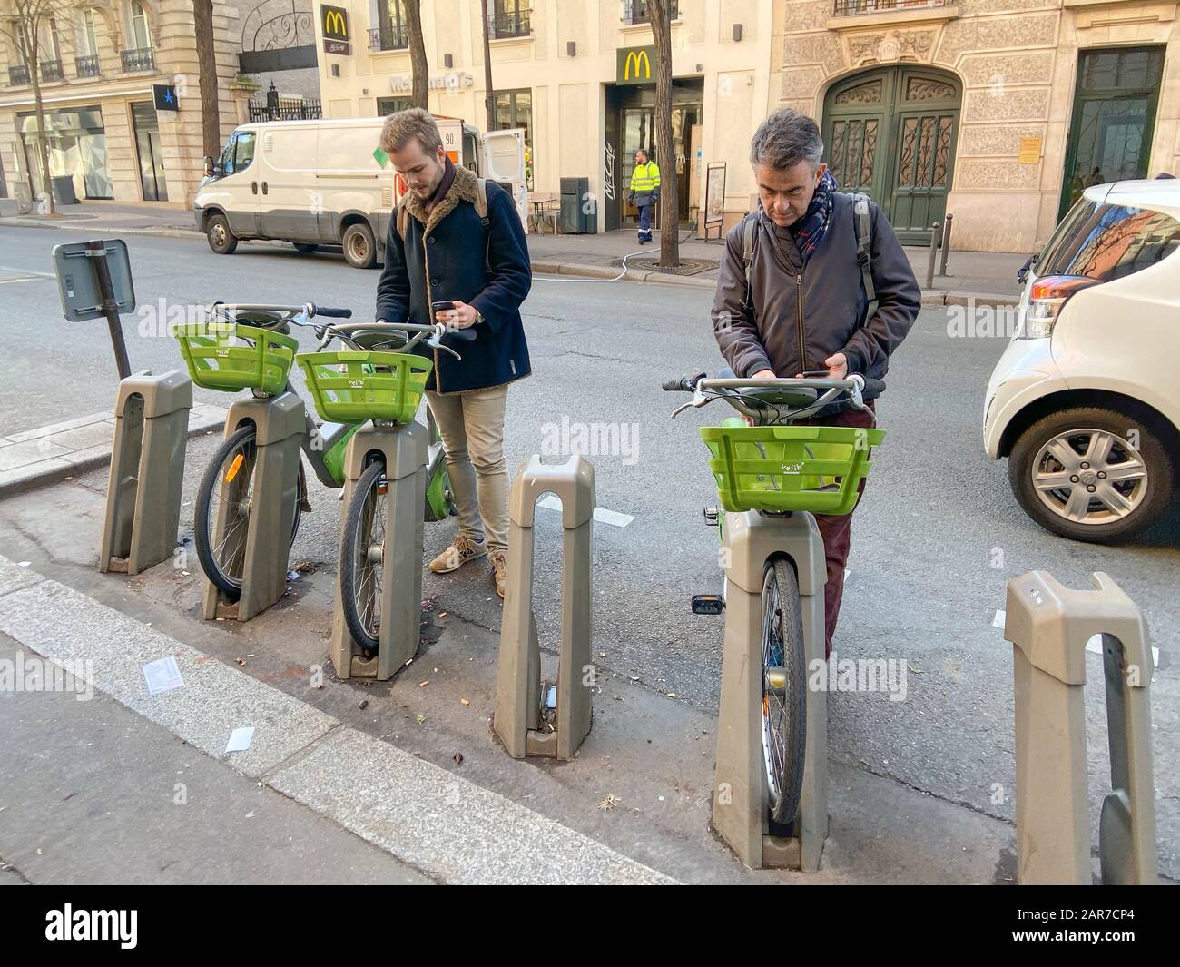 VELIB A PARIGI Foto Stock