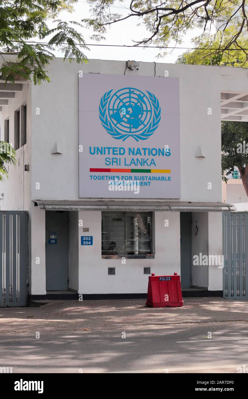 Il fronte dell'edificio delle Nazioni Unite a Colombo, Sri Lanka Foto Stock