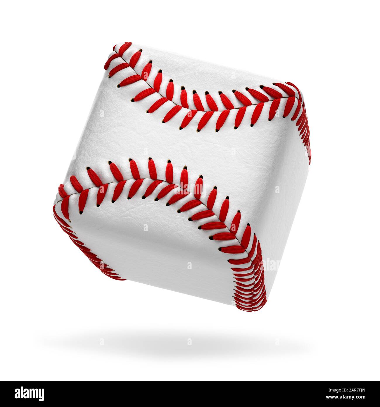 Palla di baseball cubo rimbalzare su uno sfondo bianco Foto Stock