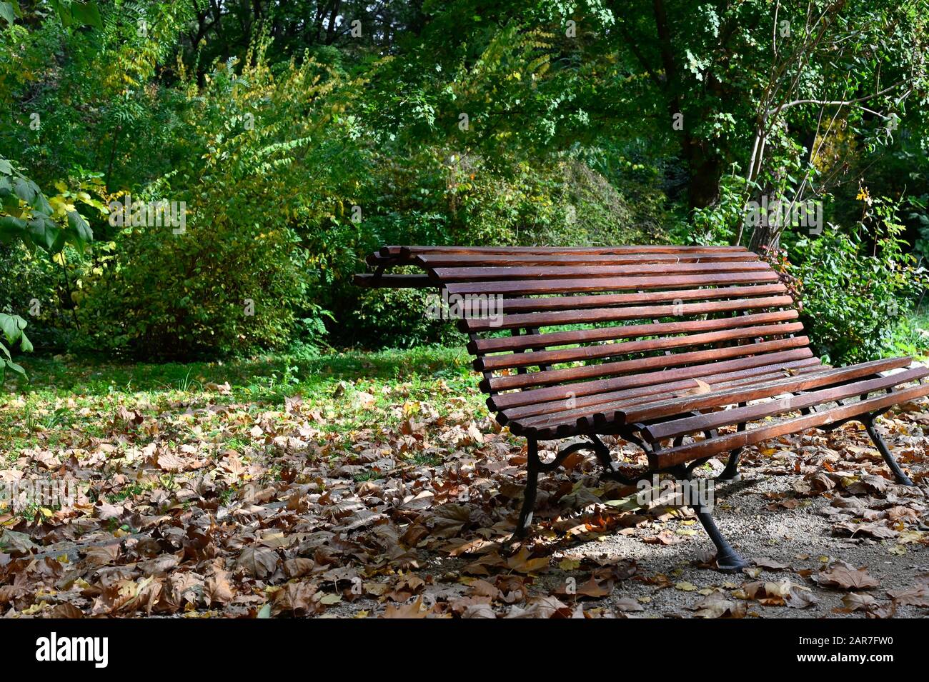 La bellezza dei parchi di Madrid con i colori dell'autunno negli alberi Foto Stock