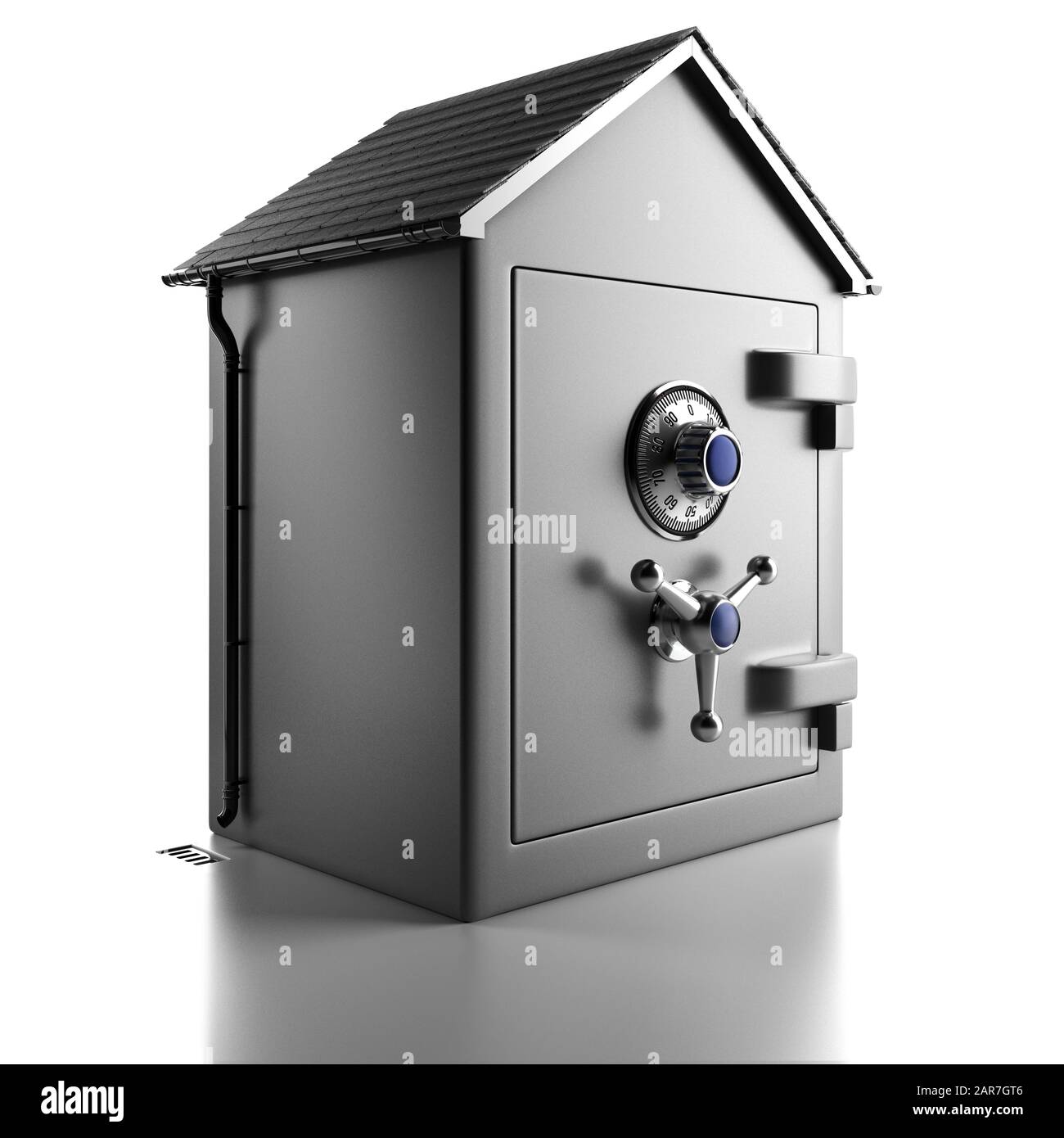Sicuro nella forma di una casa su sfondo bianco. Sicurezza, Ipoteca Di Ricchezza Foto Stock